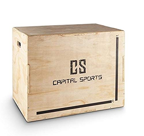 Caja pliométrica Capital Sports Shineater, con 3 tamaños: 76 x 60,5 x 51 cm, hecha de 11 capas de resistente madera contrachapada, Pl-6x-8758, Wood Set