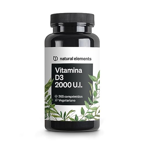 Vitamina D3 2000 U.I. 365 comprimidos – para huesos y sistema inmunitario – Vitamina D – alta dosificación, sin aditivos – producido en Alemania y probado
