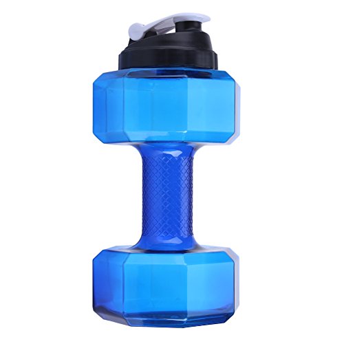 Nicoone Botella de agua deportiva, gran capacidad en forma de mancuerna de ejercicio deportivo botella de agua fitness gimnasio entrenamiento taza