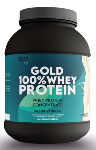 Gold 100% Whey Protein. Proteina Whey Sabor Chocolate, Fresa y Vainilla Aumento de Masa Muscular. Proteína en Polvo para Recuperación muscular (Vainilla)