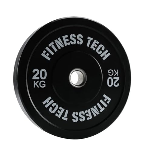 Fitness Tech - Disco Bumper Plate - Pesas Olímpicas Estándar y Halterofilia - Levantamiento de Pesas - Alta Resistencia - 25 kg Unidad