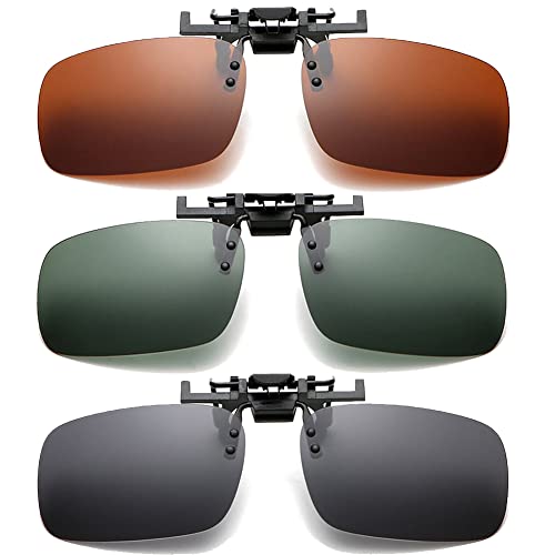 Wnddle Gafas de Sol Polarizadas Lentes, 3 Pares Gafas de Sol con Clip, Gafas Sol Clip Polarizadas en Ropa y Accesorios, Gafa de Sol Unisex Sin Marco, Polarizadas UV400 para Conducción y al Aire Libre