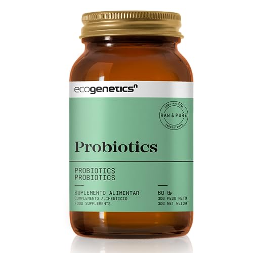 Ecogenetics Probiotics | Probióticos y Prebióticos Intestinales Naturales, 60 Cápsulas | 14 Cepas y con 100 mil millones UFC por Cápsula | Lactobacillus y Bifidus | Suplemento Salud Gastrointestinal