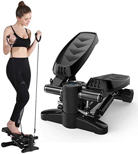 JHNEA Máquina de Step Swing, Multiusos Stepper Fitness con Pantalla Multifuncional Fitness Stepper para Ejercicio En Oficina & Casa,Black