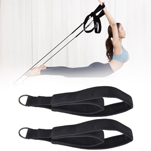 DAZZLEEX 2 correas de pilates, correas de pie circulares de doble bucle, 2 longitudes diferentes con anillos en D compatibles con camas de pilates