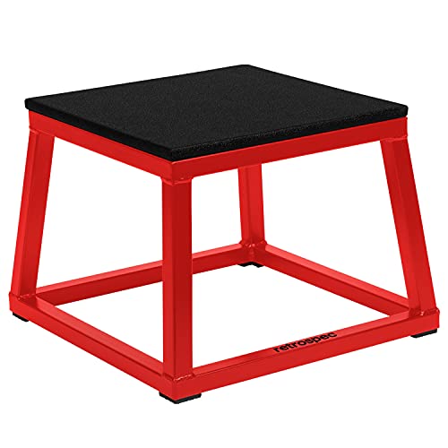 Retrospec Leap Plyo Box - Plataformas de salto para gimnasio en casa, ejercicio pliométrico de salto y caja de saltos, 12 pulgadas, color rojo
