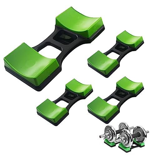 4 soportes de plástico para mancuernas, protección del suelo, fitness, para colocar pesas, para hacer ejercicio en el hogar (verde)