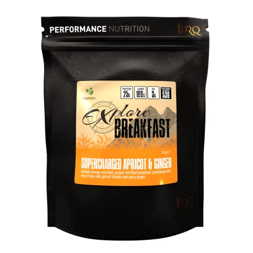 Torq Explore Desayuno de Albaricoque y Jengibre - Cereal saludable para antes y después del entrenamiento, ejercicio - Alto en proteínas, 25 g de proteína, 100 g de carbohidratos