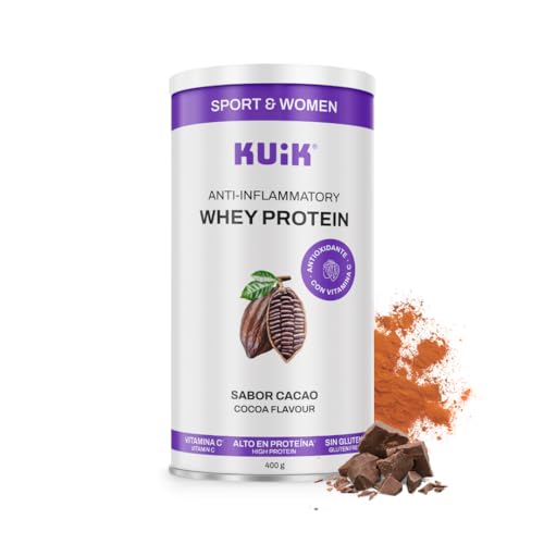 KUIK | Proteína Whey para mujeres | Antioxidantes y Antiinflamatorios Naturales | Nutrición deportiva para mujeres | Sabor Cacao - 400 g