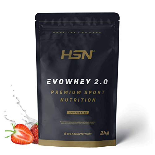 Concentrado de Proteína de Suero de HSN Evowhey Protein 2.0 | Sabor Fresa 2 Kg = 67 Tomas por Envase | Whey Protein Concentrate | No-GMO, Vegetariano, Sin Gluten ni Soja