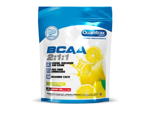 Quamtrax Nutrition - Direct BCAA 2.1.1 - Aminoácidos esenciales que incluyen Leucina, Isoleucina y Valina - con sabor a Lemon - 500gr