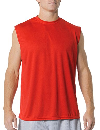 A4 Cooling Interlock Performance Muscle Wicking T-Shirt, Large, Scarlet Red
