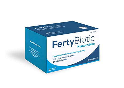 FERTYBIOTIC HOMBRE | Complemento Vitamínico para Mejorar la Fertilidad Masculina con DHA, Coenzima Q10, Zinc y Selenio | Mejora la Capacidad Reproductiva | 60 Cápsulas