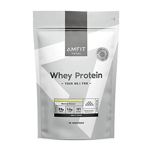 Marca Amazon - Amfit Nutrition Proteína de Suero de Leche en Polvo, Plátano, 75 porciones, 2.27 kg (Paquete de 1)