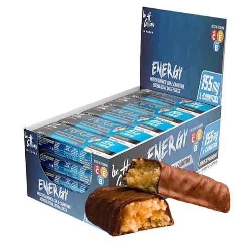 1 Attimo in Forma | 24 Barritas Energética Chocolate y Coco - Pack 24 x 50gr - Magnesio Vitaminas Fibra Snack Comida Nutrición