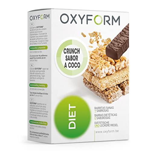 Oxyform Barritas Dietéticas Crunch Crujientes I Sabor Coco I 12 Deliciosos Snacks (3 cajas) I Cereales Proteicos Sin Azúcares Añadidos I Bajo Contenido de Grasas I Alto Contenido de Proteínas
