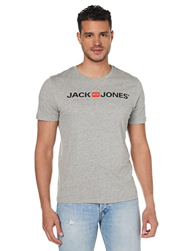 Jack & Jones Jjecorp Logo tee SS Crew Neck Noos T-Shirt, Light Grey Melange, XL para Hombre