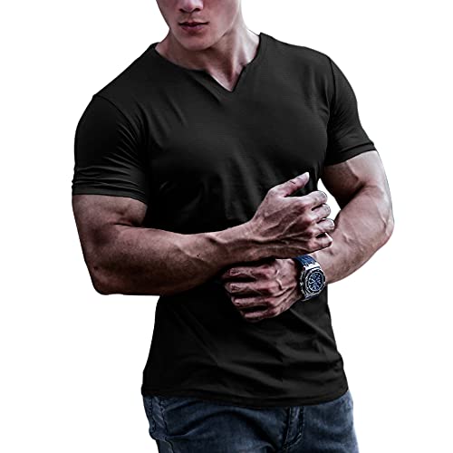 Muscle Alive Hombre Camisetas atléticas de Culturismo para de Secado rápido para músculos Gimnasio Entrenamiento Tops Negro S