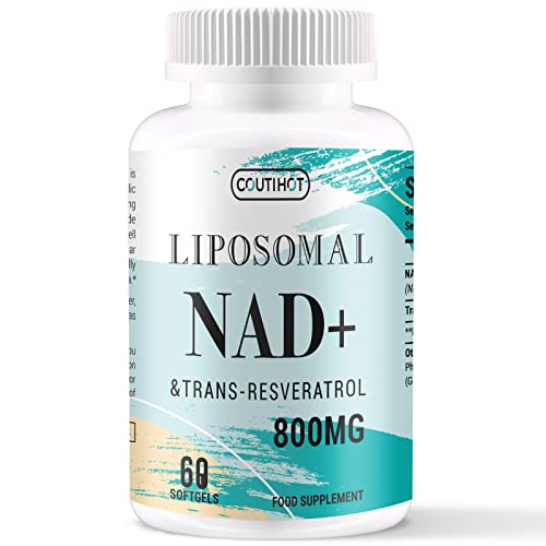 Suplemento NAD+ liposomal 500MG con trans-resveratrol 300MG - Alta absorción - 60 microgeles vegetales - Apoyo antienvejecimiento, cognitivo y energético ( Cápsula blanda 60 Count)