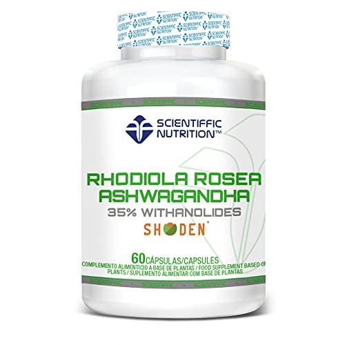 Scientiffic Nutrition - Rhodiola Rosea + Ashwagandha, Reduce la Ansiedad y el Estrés Emocional, Plantas Adaptógenos Naturales, Disminuye la Fatiga y Relaja el Sistema Nervioso - 60 Cápsulas.