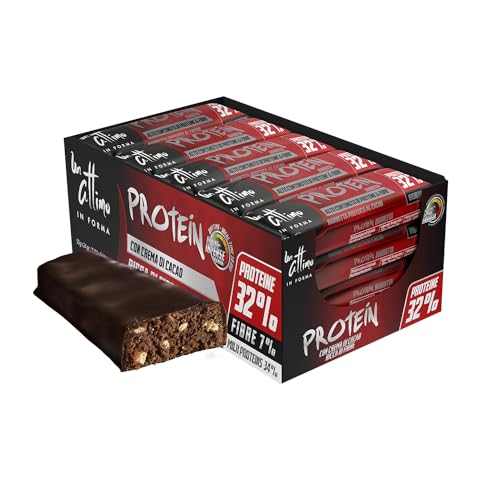 1 Attimo in Forma | 24 Barritas Proteína Protein Bar 32% Cocoa Chocolate - 24 x 50gr - Vitaminas Fibra Snack Alimento Sabor Batidos Sustitutivos de Comida