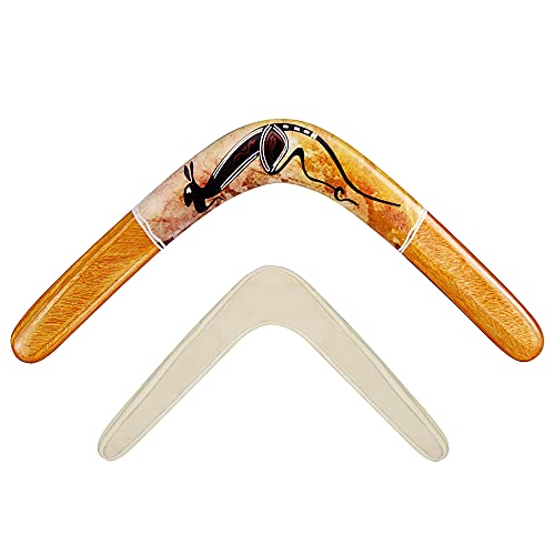 The7boX Boomerang de Madera Clásico de Retorno con Ilustraciones Coloridas Divertidos Juguetes al Aire Libre para Acampar Patio Trasero Picnic 2 unids