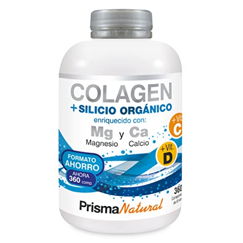 Prisma Natural - Colágeno Hidrolizado con Magnesio y Vitamina C y D, Con Silicio y Calcio. Para Articulaciones fuertes. Regenerador de Piel, Cabello y Uñas, 360 Cápsulas.