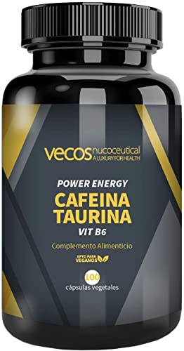 Vitamina B6 con Cafeína y Taurina | Power Energy | 100 Cápsulas Vegetales | Contribuye al Aumento de Volumen Muscular | Efecto Energizante | Complemento Alimenticio