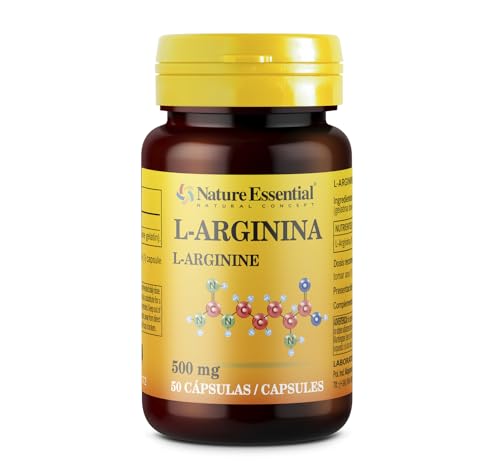 Nature Essential - L-Arginina 500 mg - 50 Cápsulas - Con Aminoácidos Semiesenciales - Ayuda Mejorar Estado Vascular y Favorece el Metabolismo Muscular