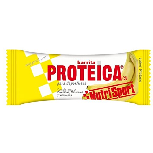 NUTRISPORT Barrita Protéica | Complemento Alimenticio | AltoContenido en Proteínas | Suplemento para Deportistas | Sabor Plátano | 24 unidades