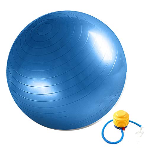 Pelota de gimnasia, gimnasia, antipinchazos, incluye bomba de pelota, gruesa, robusta, soporta hasta 300 kg, pelota de deporte, balance pilates, yoga, 55 cm - 75 cm, color azul
