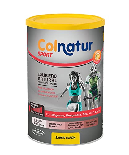 Colnatur Sport Limón - Colágeno con Magnesio, Zinc y Vitamina C para Músculos, Huesos y Articulaciones, 360g