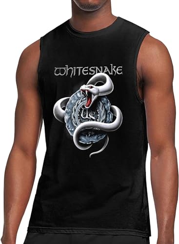 Whitesnake - Camiseta sin mangas para hombre, camiseta sin mangas para entrenamiento, gimnasio, musculación, fisicoculturismo, fitness, cuello redondo, Negro, 3XL