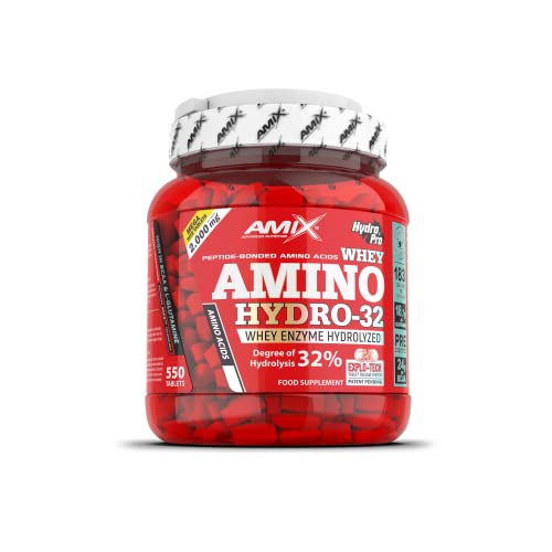AMIX - Suplemento Alimenticio Amino Hydro 32 - Incrementa la Fuerza y Desarrolla la Capacidad Muscular - Suplemento con Aminoácidos Puros Hidrolizados - 550 Tabletas