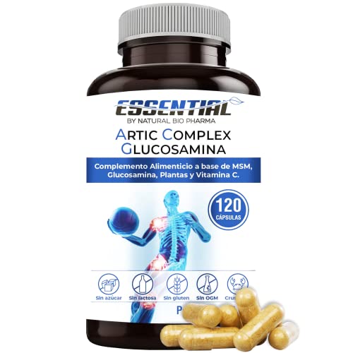 Glucosamina + MSN + Cúrcuma con Pimienta Negra. Potente 12 Cap Antiinflamatorio Natural que Reduce el Dolor Muscular y de Articulaciones. Protector y Regenerador de Articulaciones.