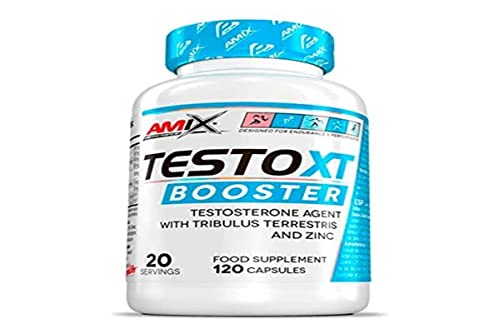 AMIX - Suplemento Alimenticio - TestoXT Booster en 120 Cápsulas - Ayuda a Promover el Aumento de los Niveles de Testosterona - Aumento de Fuerza y Masa Muscular - Suplemento Deportivo Natural