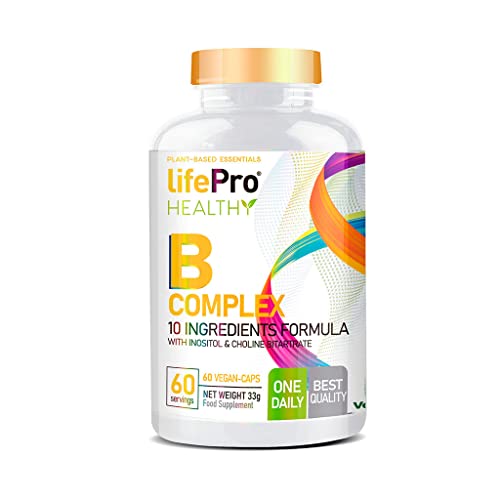 Life Pro B Complex 60 Cápsulas | Complejo Vitamínico con Vitaminas B1, B2, B3, B5, B6, B9, B12, C y E, Suplemento Antioxidante Natural, Protege Organismo y Previene Lesiones Musulares