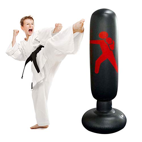 JanTeelGO Saco de Boxeo Inflable Saco de Boxeo Hinchable de Niños Saco de Arena Inflable de Pie para Practicar Karate | Fitness | Gimnasia | Deportes | Alivio del Estrés