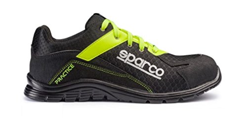 Sparco Teamwork, Zapatos deportivos de seguridad Unisex Adulto, Negro/Amarillo, 36 EU