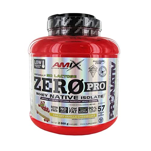 AMIX - Zeropro Protein - Proteína Isolada - Gran Aporte de Aminoácidos - Sin Azúcar - Proteína Natural - Proteínas para Aumentar Masa Muscular - Sabor Vainilla-Tarta de Queso - 2 Kg