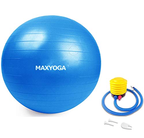 MAXDIRECT MAXYOGA® Pelota de Ejercicio Anti-Burst para Yoga, Equilibrio, Fitness, Entrenamiento, Balon Ejercicio Anti-explosión de 65cm, incluidos Bomba de Aire.