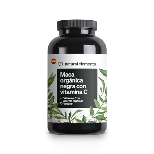 Cápsulas de maca negra ecológica – 3000 mg por dosis diaria. 180 cápsulas. Con vitamina C natural. Sin estearato de magnesio. Certificadas, de alta dosificación