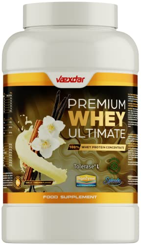 Vaexdar Premium Whey Ultimate | Proteína en Polvo | Pure Whey Proteina | Proteinas para Masa Muscular | Whey Protein | Batido Proteinas Masa Muscular | Sabor Vainilla Canela | Proteinas Whey 2kg