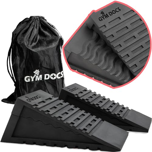 Gym Docs Bloque de cuña para sentadillas (par) Tabla inclinada antideslizante ajustable para sentadillas de talón elevado, peso muerto, camilla de pantorrilla Equipo de terapia física diseñado