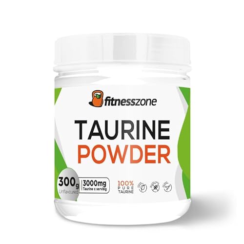 FitnessZone - Taurine Powder - 300 g - Complemento Alimenticio - Taurina Pura 100% - Deporte y Salud - Mejora Fuerza y Recuperación Muscular - Efecto Antioxidante y Antiinflamatorio - Efecto Calmante