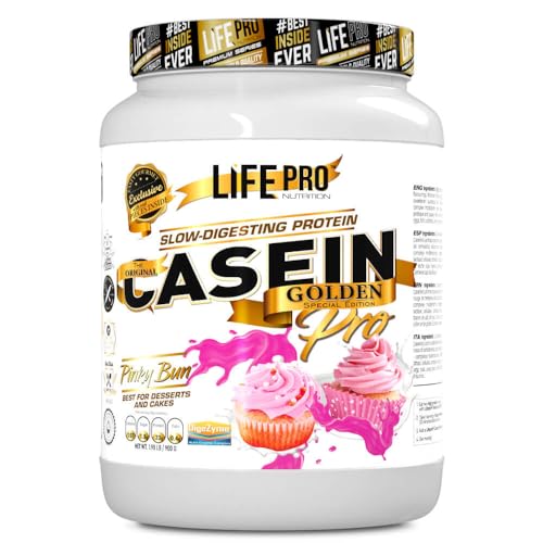 Life Pro Casein Gourmet 900g | Caseina de Liberación Lenta en Sabores Espectaculares | Contribuye a la Ganancia Muscular | Repara y Mantiene los Músculos (PINKY BUN)