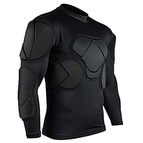 LXC Rugby Camiseta Protectora Costilla Hombro Traje Protector Pecho para Fútbol Baloncesto Paintball Parkour Ejercicio Extremo (Color : Black, Size : S)