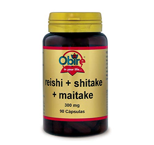 Obire -Reishi + Shitake + Maitake 300 mg - 90 Cápsulas - Ayuda a Reforzar el Sistema Inmune - Aumenta tus Defensas - Hepatoprotector - Complemento Alimenticio