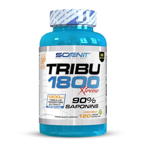 TRIBU 1800-1800 mg de Tribulus Terrestris por dosis diaria con 90% Saponinas - Precursor de Testosterona - 120 cápsulas vegetales
