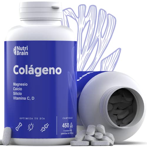 450 Cápsulas Colágeno Hidrolizado con Magnesio | Bote XXL (6 meses) | Potenciado con Calcio y Vitamina C para Piel, Articulaciones, Pelo, Músculos, Sistema Inmunológico y más Energía